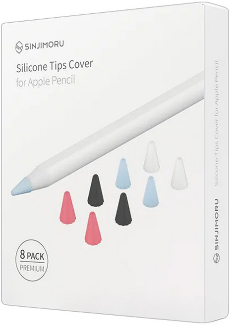 SINJIMORU 耐磨 Apple Pencil 第1代/第2代矽膠筆尖保護帽4款8件組, 1組, 混和顏色