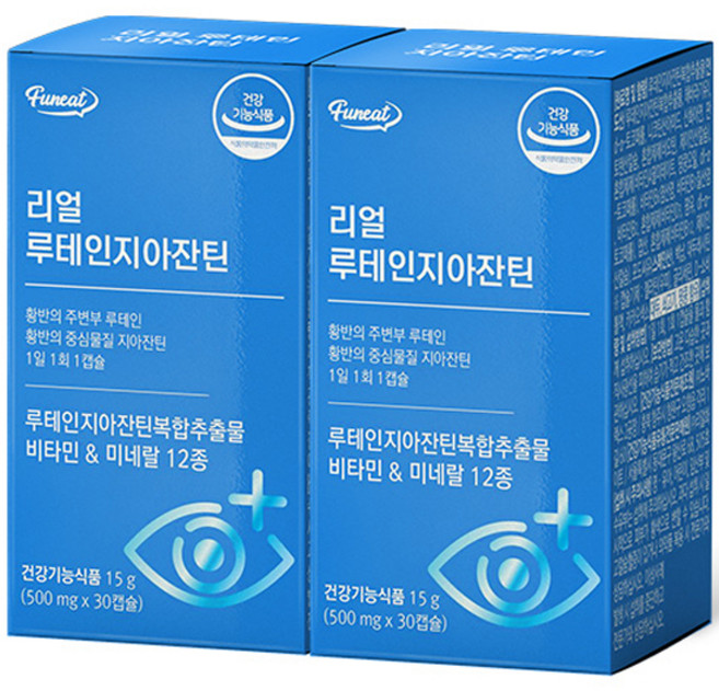 Funeat 葉黃素複合萃取+維他命+12種礦物質軟膠囊, 30顆, 2盒