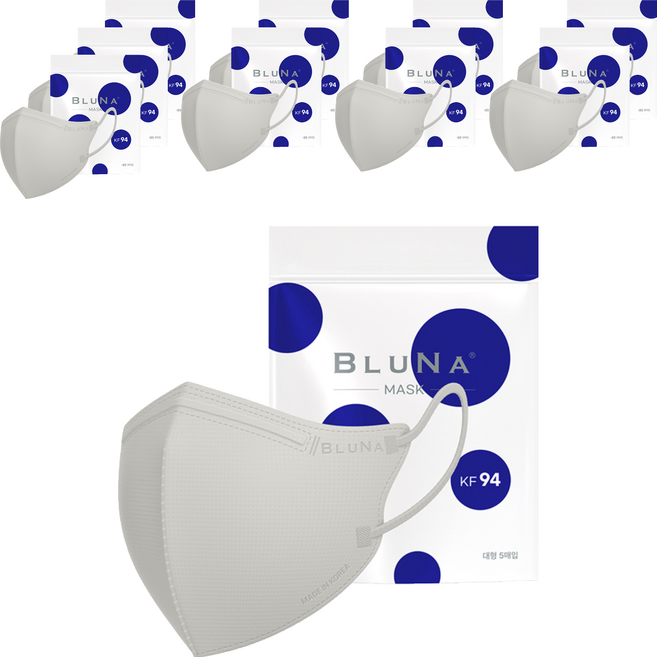 블루나 숨편한 새부리형 황사방역 마스크 대형 KF94, 5매입, 10개, 라이트그레이