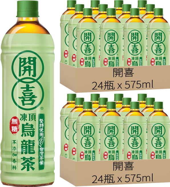 開喜 凍頂烏龍茶 無糖, 575ml, 48瓶