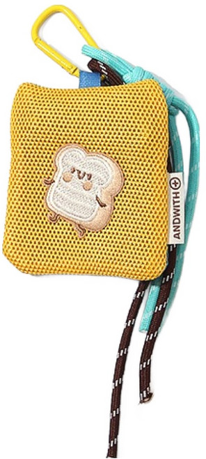 모아모어 식빵 미니 파우치 이어폰 립밤 케이스 키링 동전지갑, 옐로우, 1개