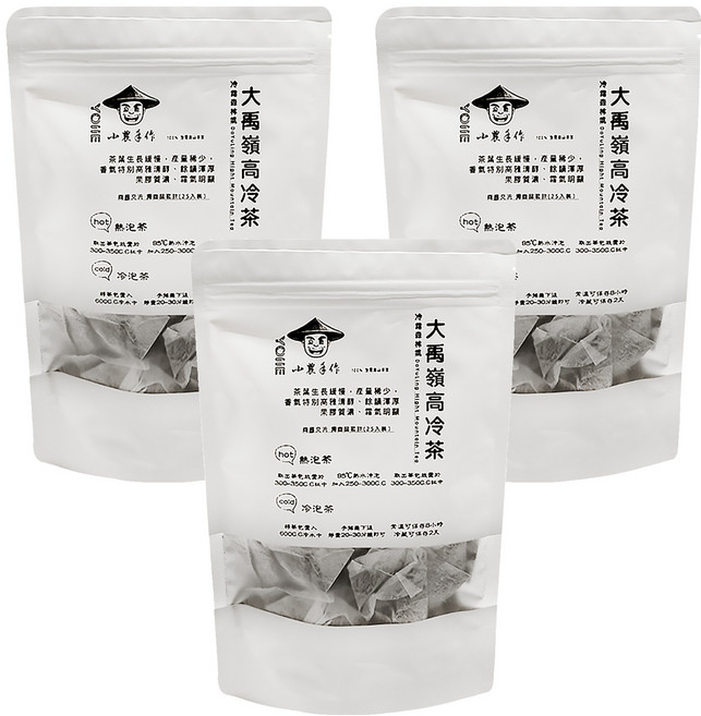 YOIIE 小農手作 大禹嶺極品高冷三角立體茶包, 3g, 25包, 3袋