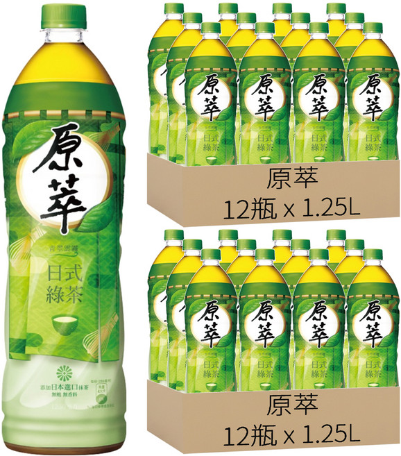 原萃 日式綠茶, 1.25L, 24瓶
