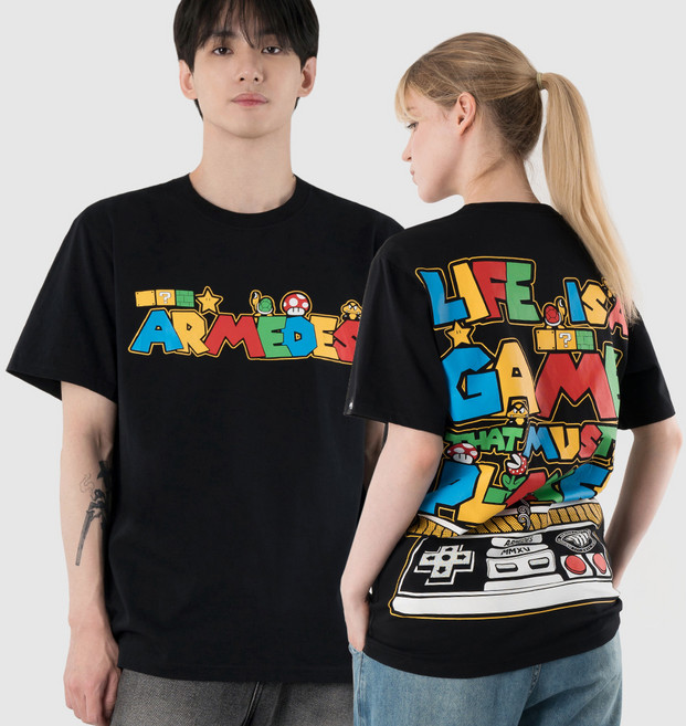 아르메데스 통기성 면 20수 아트 그래픽 반팔 티셔츠 AR-1005