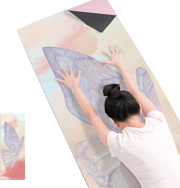 사비나 나비 논슬립 요가 매트 타올, 베이지, 1개