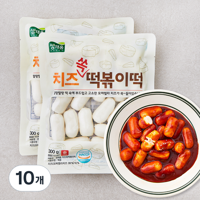 생채움 치즈쏙 떡볶이떡, 300g, 10개