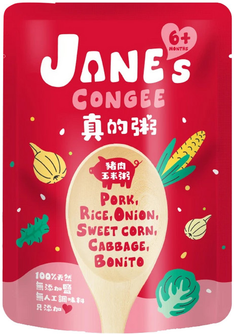 JANE's CONGEE 真的粥 豬肉玉米粥 台灣產, 150g, 1包