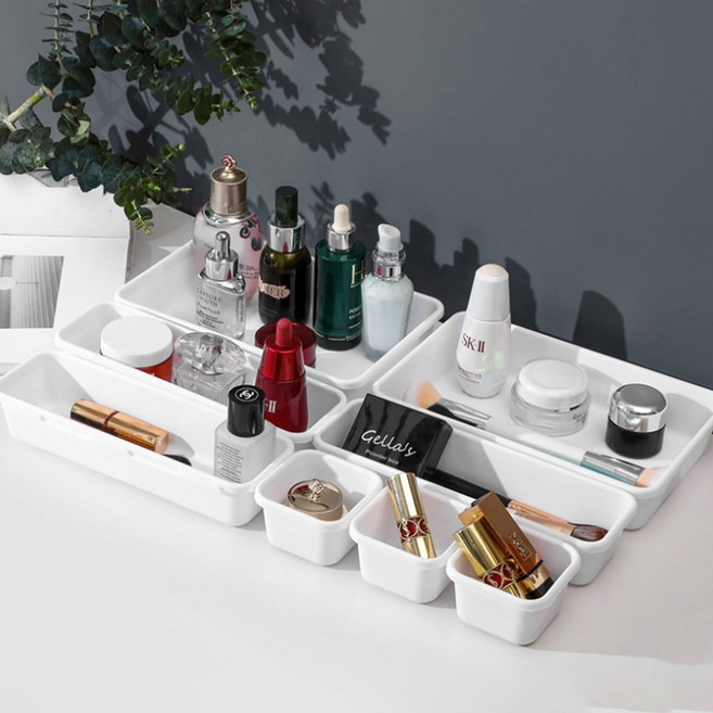 디오셀 칸칸분리 다용도 서랍 정리함 A타입 3p + B타입 3p + C타입 2p 세트, 화이트, 1세트