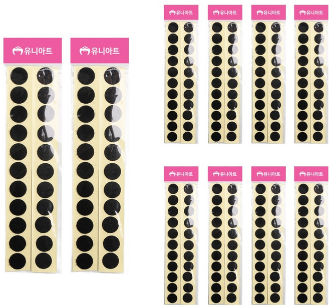 유니아트 원형찍찍이 20mm 검정, 10개