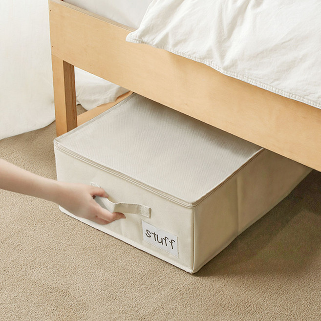 네이쳐리빙 방수 옷정리 언더베드 이불 수납정리함, 크림아이보리, 1개
