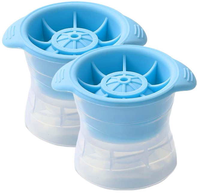 라사노 실리콘 아이스 볼 메이커 위스키 하이볼 원형 얼음틀, 블루, 2개