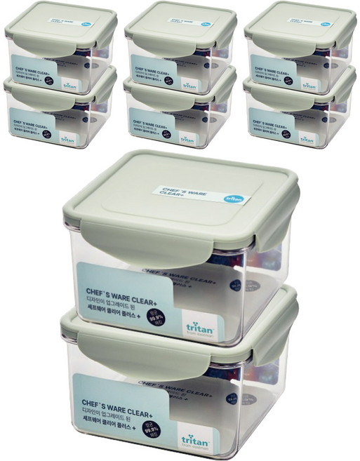 셰프웨어 클리어플러스 밀폐용기 정사각 1410ml, 8개