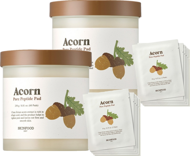 스킨푸드 에이콘 포어 펩타이드 패드 250g 60p + 휴대용 10g x 12p 세트, 2세트
