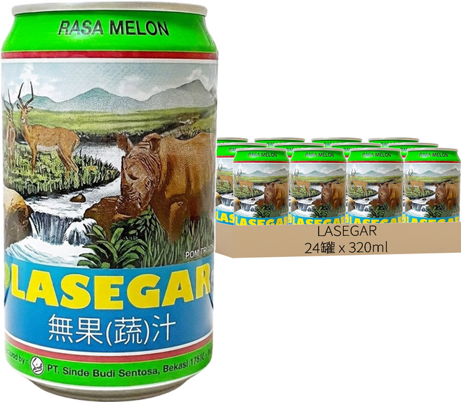 LASEGAR COOLING DRINK Honeydew Flavor 哈密瓜風味清涼水, 320ml, 24罐