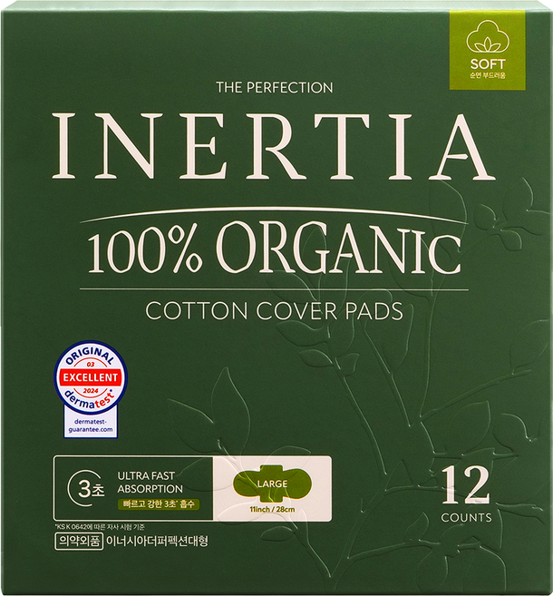 이너시아 더 퍼펙션 생리대 날개형, 대형, 12개입, 1개