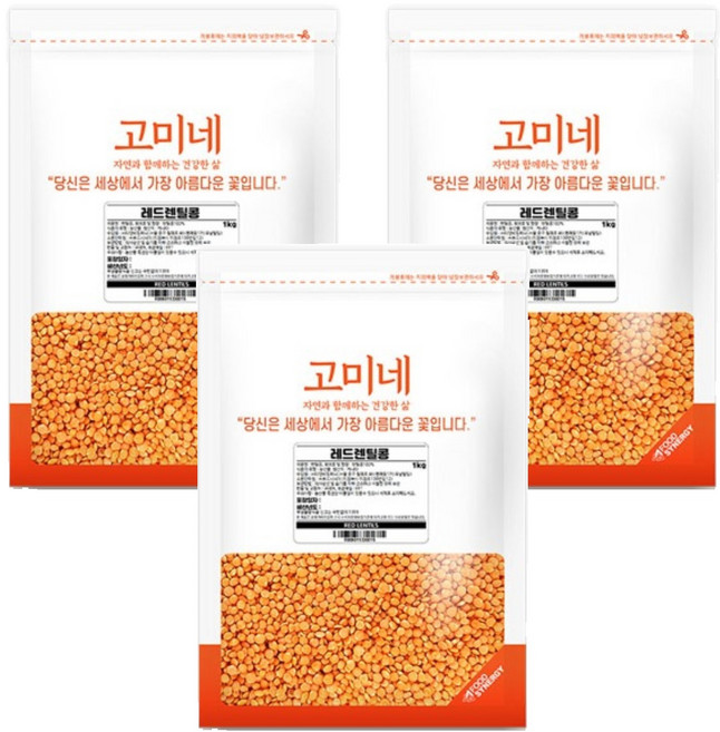 고미네 레드 렌틸콩, 1kg, 3개