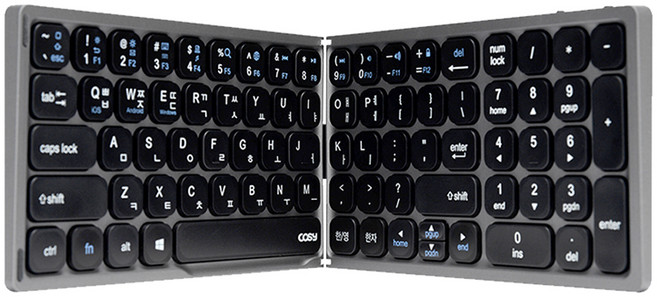 코시 휴대용 접이식 블루투스 무선키보드 + 키패드, 그레이, KB3486BT