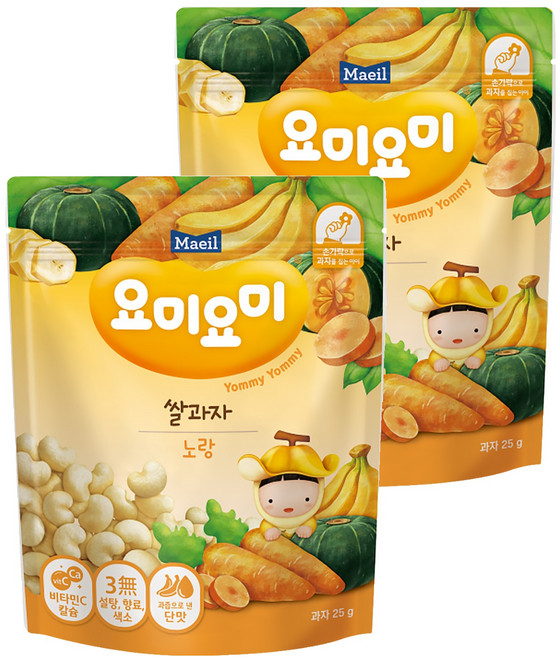 Maeil 每日乳業 Yommy Yommy 造型米餅 米心心, 香蕉南瓜味, 25g, 2包