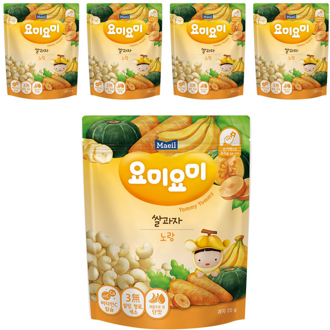 Maeil 每日乳業 Yommy Yommy 造型米餅 米心心, 香蕉南瓜味, 25g, 5包