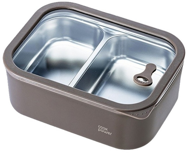 cook power 鍋寶 匠造系列 可微波304不鏽鋼分隔保鮮盒 雙格 600ml, 1個