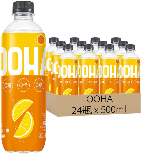 OOHA 氣泡飲 檸檬蜂蜜口味, 500ml, 24瓶