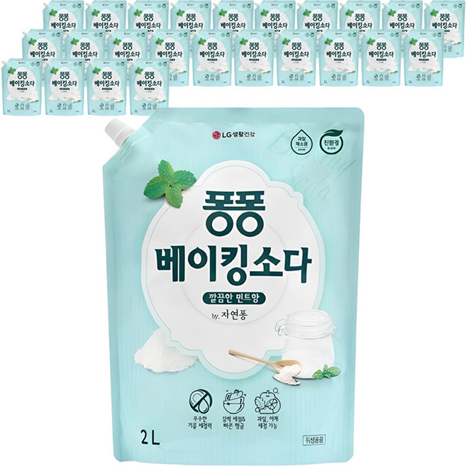 퐁퐁 베이킹소다 주방세제 깔끔한 민트향 리필형, 2L, 25개