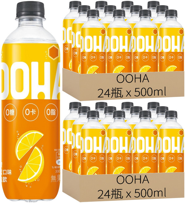 OOHA 氣泡飲 檸檬蜂蜜口味, 48瓶, 500ml