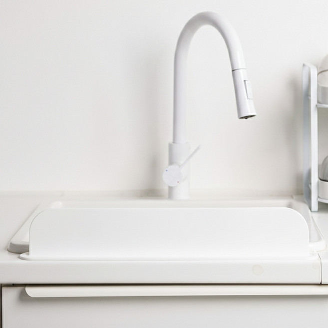 올데이키친 심플 초밀착 싱크대 물막이, 화이트, 1개