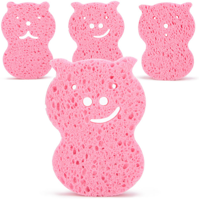 예꼬맘 순식물성 목욕스펀지, 핑크, 4개