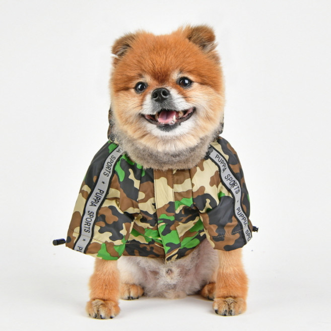 퍼피아 반려동물 소형견 대형견 빛반사 아웃도어 방수 우비 레인코트, 뉴카모, 1개