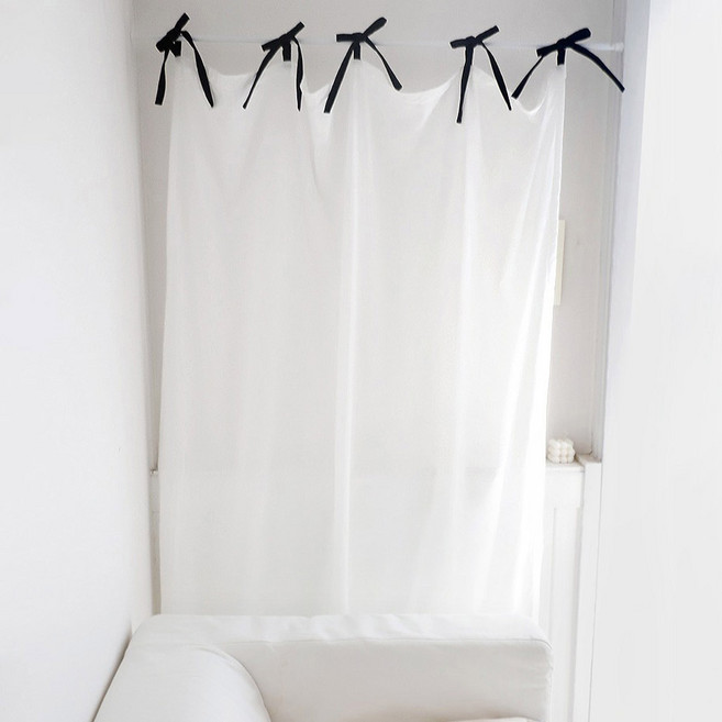 까사베르데 프렌치 블랙리본 포인트 광목 가리개커튼