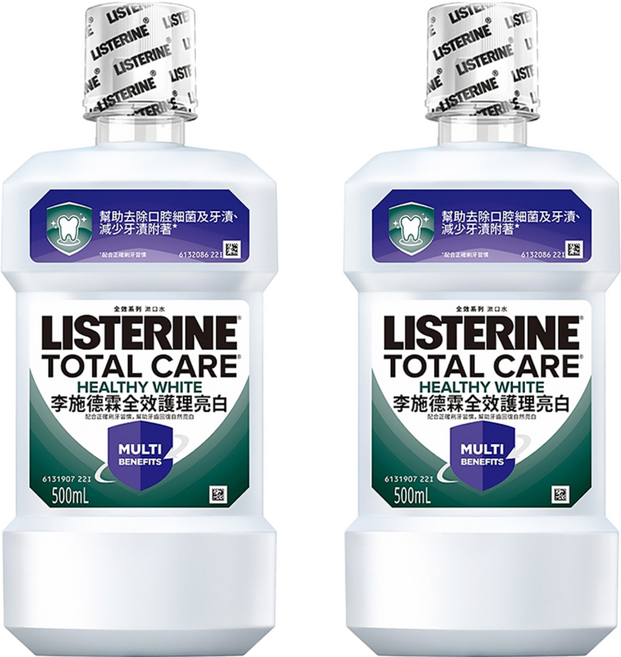 LISTERINE 李施德霖 全效護理亮白漱口水, 500ml, 2瓶