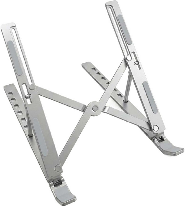 필수플러스 접이식 타블렛 노트북 거치대, 실버, 1개