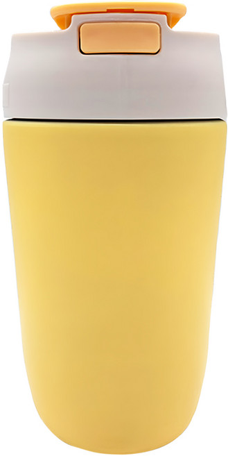 彈跳吸管雙飲保溫咖啡杯 480ml SUS304不鏽鋼內膽/PP塑蓋/食品級密封圈, 黃色, 1個