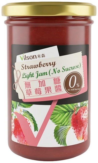 Vilson 米森 無加糖草莓果醬, 290g, 1罐