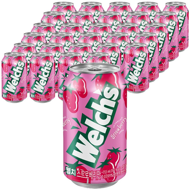 웰치스 딸기 탄산음료, 355ml, 48개