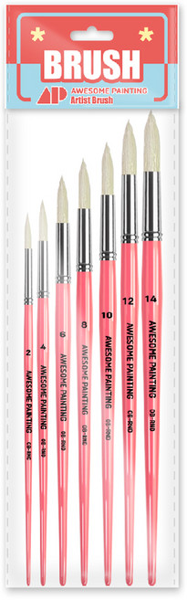 어썸페인팅 ROUND 유화 원형붓 돈모 7종 세트, 1세트, 2호, 4호, 6호, 8호, 10호, 12호, 14호