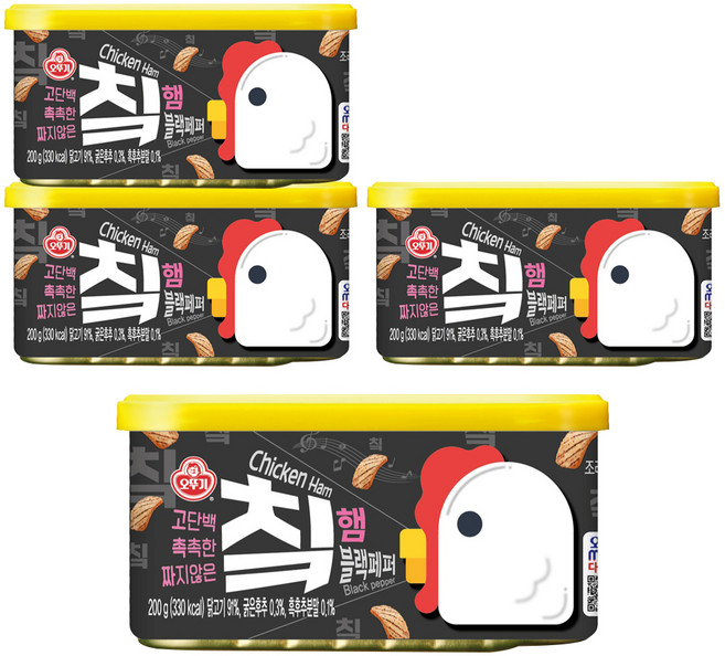 오뚜기 칰햄 블랙페퍼, 200g, 4개