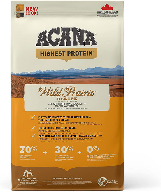 ACANA 愛肯拿 農場挑嘴犬無穀乾飼料, 放養雞肉 + 火雞肉, 11.4kg, 1袋