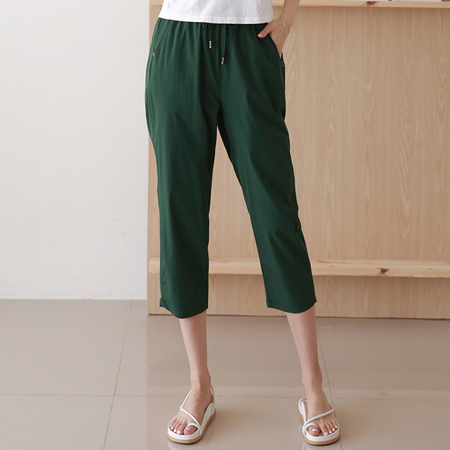 퀸이즈 여성용 냉감 통기성 7부 쿨 밴딩 팬츠