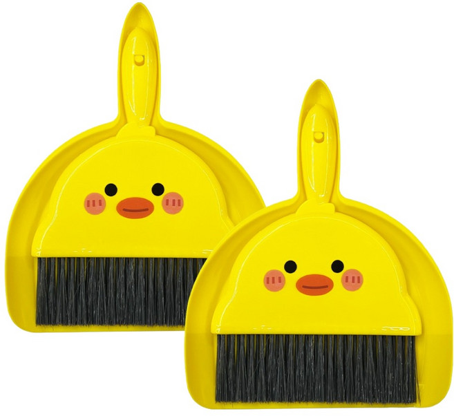 데일드 캐릭터 미니 빗자루 + 쓰레받이 세트, 병아리, 2세트