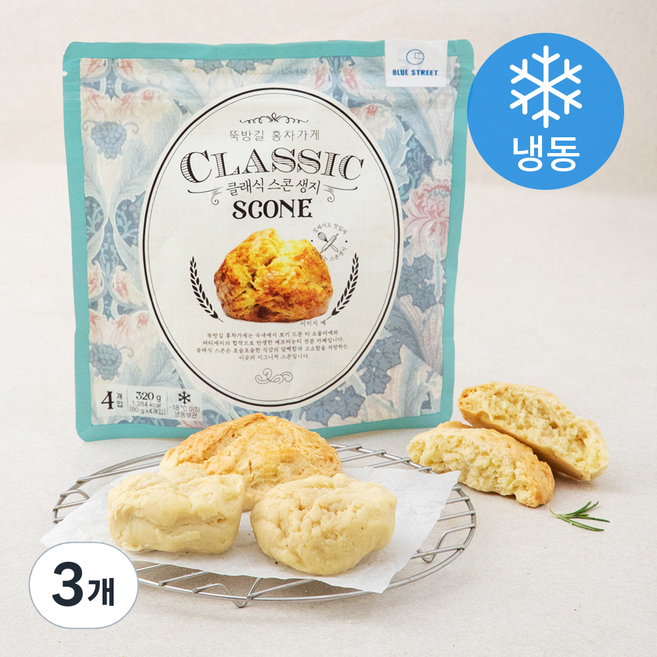 뚝방길홍차가게 클래식 스콘 생지 (냉동), 80g, 4개입, 3개