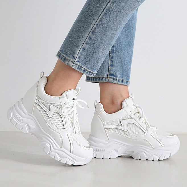 단골언니 여성용 티안나는 키높이 핀드로 스니커즈 8cm