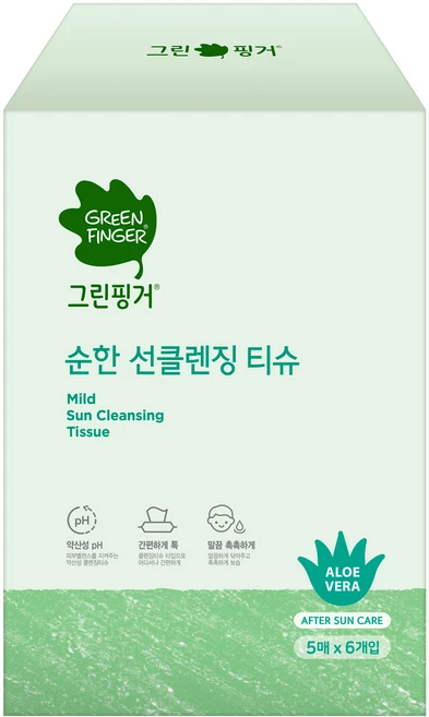그린핑거 순한 선클렌징 티슈, 30매입, 1개 - 쿠팡