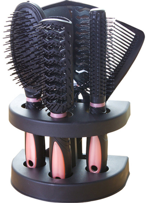 신신살롱 올인원 머리세팅 헤어빗 세트, 1개, 핑크