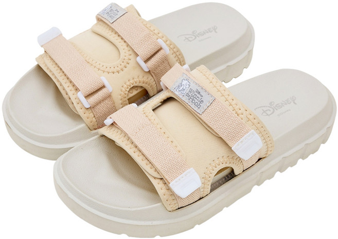 BORUI 柏睿鞋業 大人款 迪士尼雙織帶魔鬼氈造型休閒拖鞋, 維尼奶茶色, 290mm