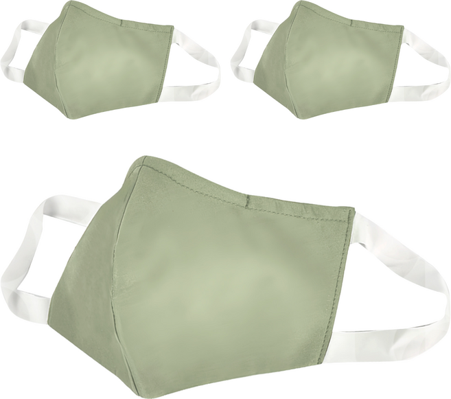 Osun 3D立體3層防水運動透氣布口罩 成人用 台灣製 CE322, 淺墨綠, 1入, 3片