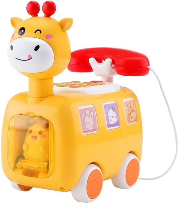PLAYFUL TOYS 頑玩具 長頸鹿電話車, 黃色, 1套