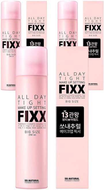 쏘내추럴 올 데이 타이트 메이크업 세팅 픽서, 250ml, 3개