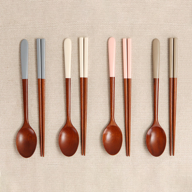 이우아여사 감성 투톤 옻칠 수저 4종 세트, 1세트, 숟가락 4p + 젓가락 4p